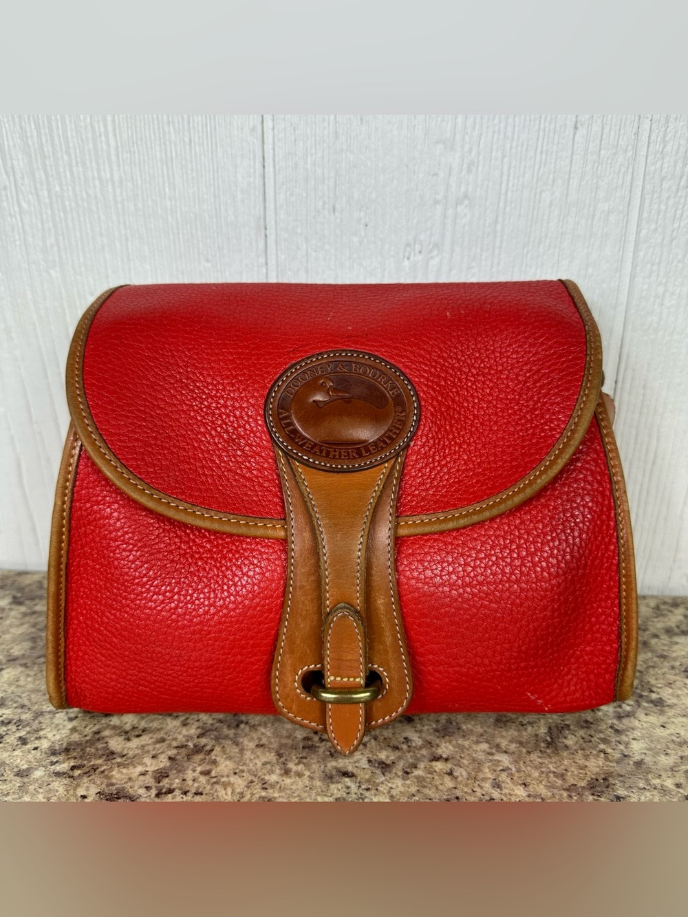 Vintage Dooney & Bourke Red All Weather Leather Essex Crossbody Purse